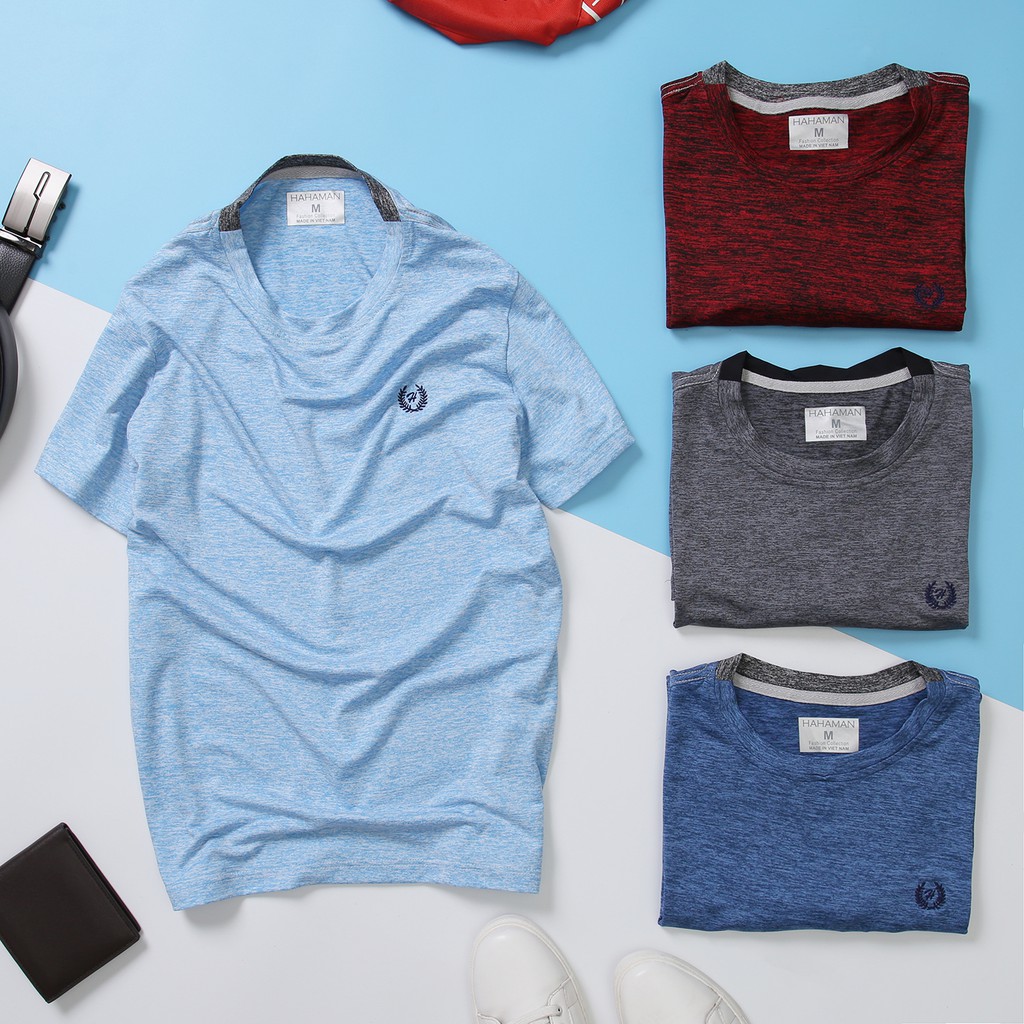 Áo thun nam cổ tròn phối cỗ thời trang cao cấp pious hahact403