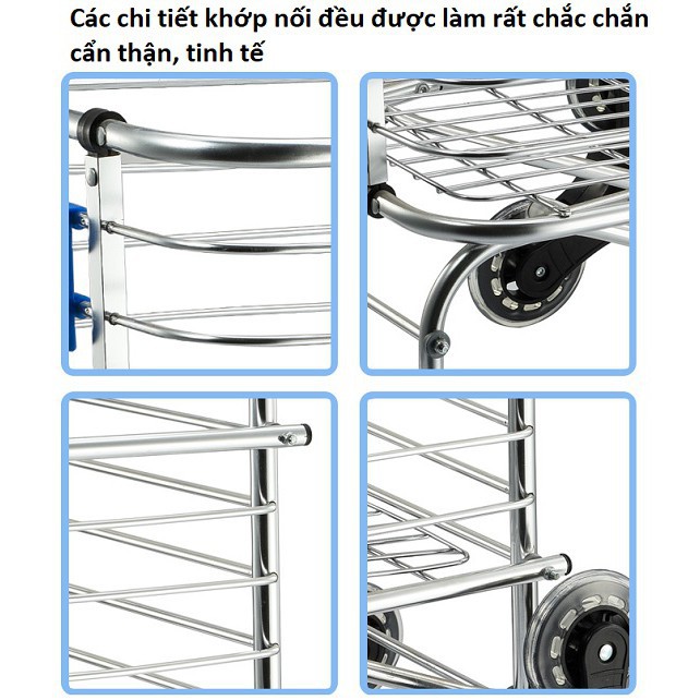 Xe kéo đi chợ leo cầu thang 3 bánh hợp kim nhôm gọn nhẹ Homestar 801