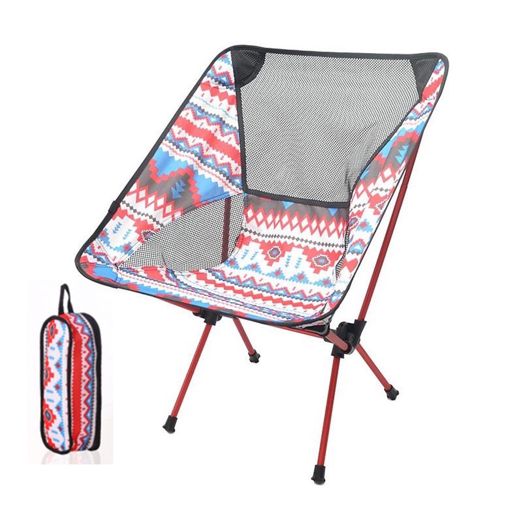 GHẾ CAMPING DÃ NGOẠI XẾP GỌN CÂU CÁ DU LỊCH HỌA TIẾT THỔ CẨM KHUNG HỢP KIM NHÔM VẢI OXFORD 900D GỌN NHẸ