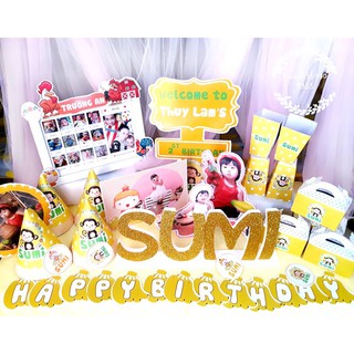 Set trang trí sinh nhật để bàn mega thiết kế riêng