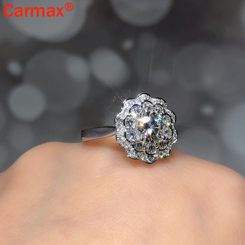 Nhẫn Hở Hai Lớp Họa Tiết Hoa Moissanite