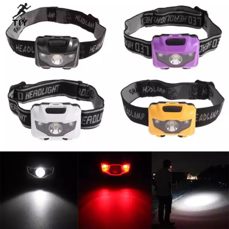 Đèn pin đội đầu mini siêu cute 3 chế độ có đèn cảnh báo sử dụng pin 3A