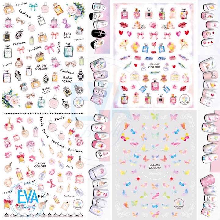 Decal Dán Móng Tay 3D Nail Sticker Tráng Trí Hoạ Tiết Chai Nước Hoa Paris Perfume CA048