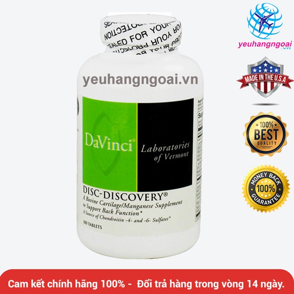 Viên Uống Hỗ Trợ Trị Đau Thoát Vị Đĩa Đệm Davinci Disc Discovery 180 Viên Của Mỹ (ĐẢM BẢO CHÍNH HÃNG MỸ 100%).