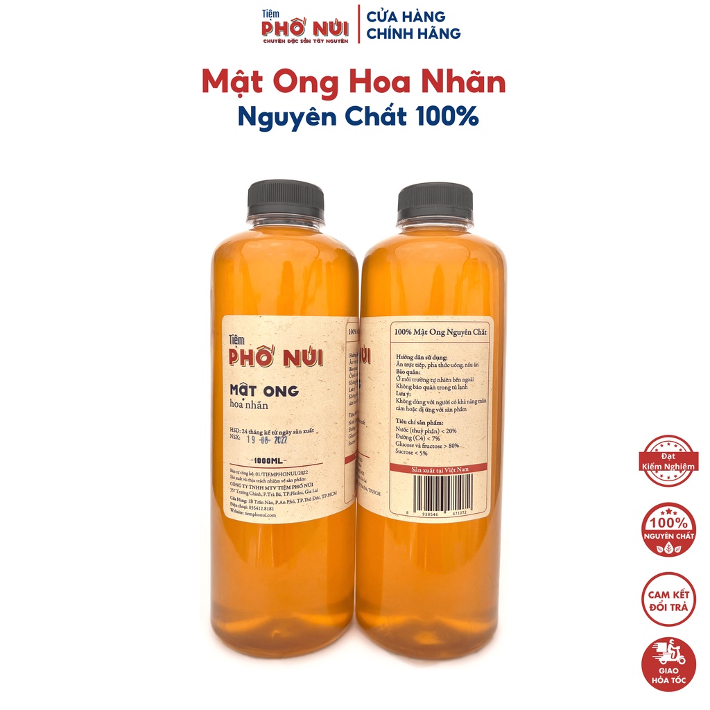 Mật Ong Hoa Nhãn Nguyên Chất Tiệm Phố Núi 1000ML