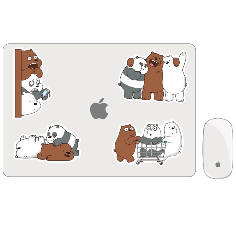 Bộ 37 Miếng Dán Trang Trí Điện Thoại/Va Ly Bằng PVC Chống Thấm Nước Họa Tiết We Bare Bears Dễ Thương