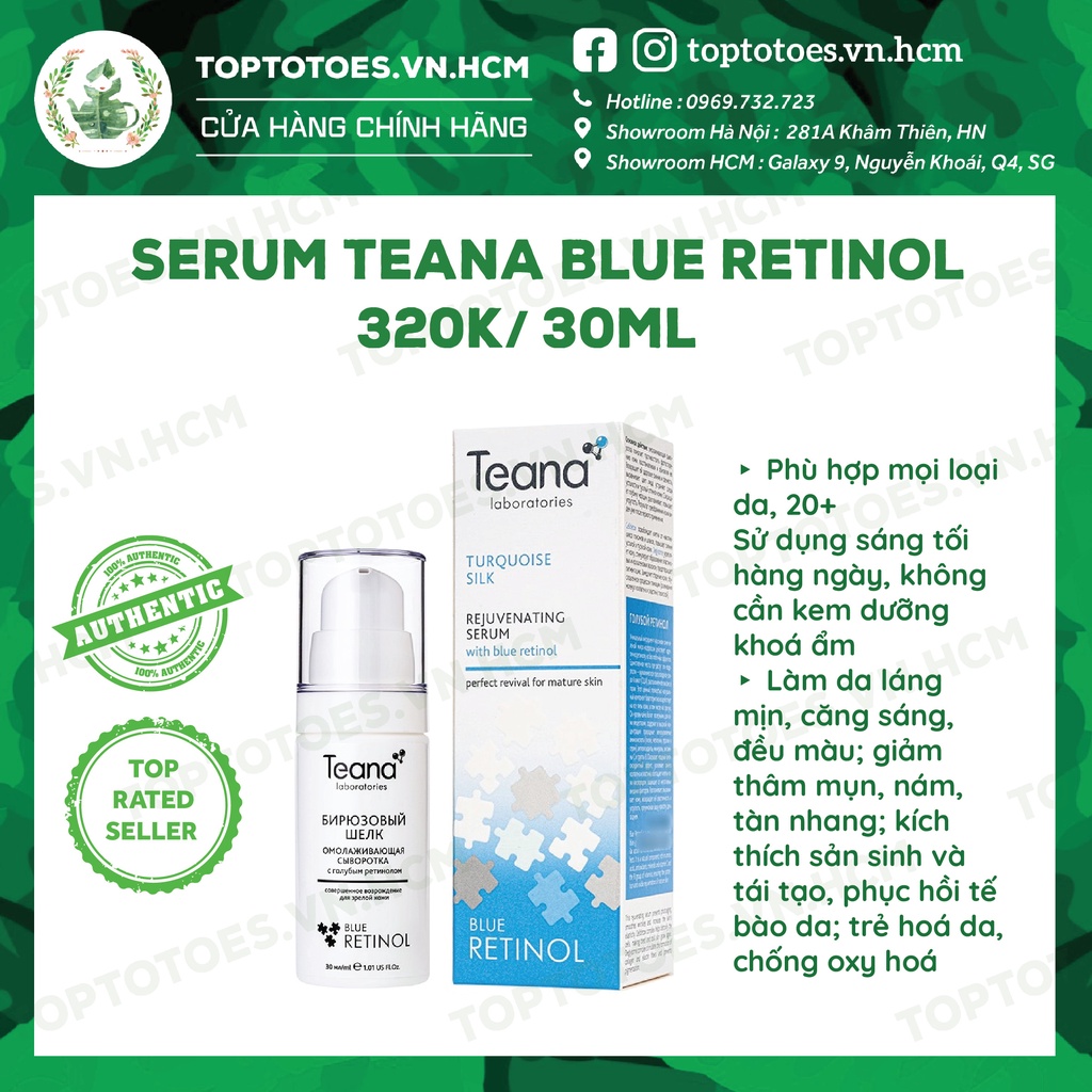 Serum Teana Blue Retinol cho da căng sáng, láng mướt, trẻ hoá da - Tinh chất dưỡng ẩm | TheBodyHolic.com