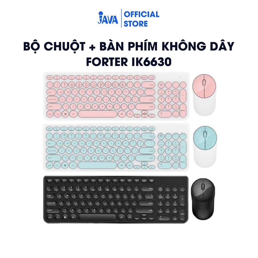 [BÀN PHÍM + CHUỘT KHÔNG DÂY] Bộ Bàn Phím Không Dây Forter IK6630 - Hàng chính hãng - Nút bấm tròn [BH 6 THÁNG]