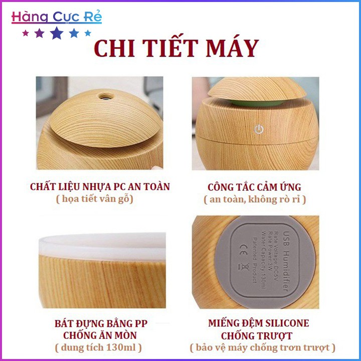 Máy xông tinh dầu, phun sương tạo ẩm Freeship Máy tinh dầu vân gỗ hàng cao cấp, nút cảm ứng - Shop Hàng Cực Rẻ