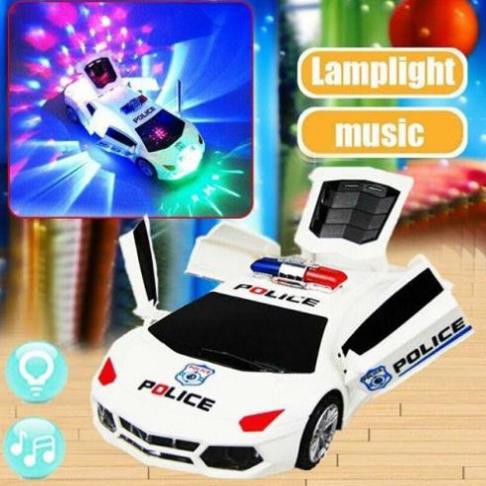Siêu xe cảnh sát biến hình xoay 360 độ có đèn có nhạc