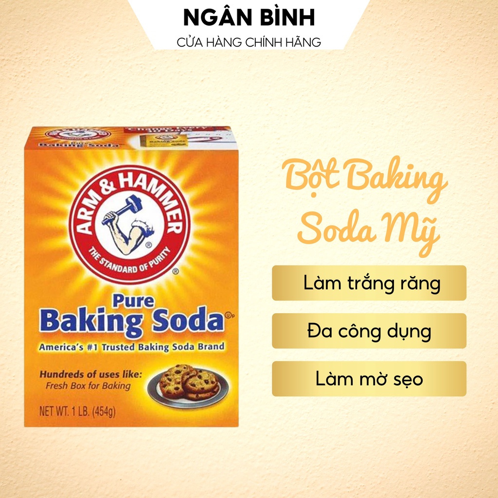 Bột Baking Soda Mỹ đa công dụng khử mùi, diệt khuẩn, tẩy rửa, làm bánh, chăm sóc da 454g