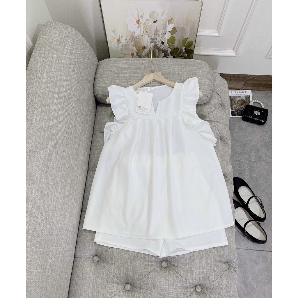 Sé Bộ Nữ, Sét Áo Babydoll Tay Bèo Mix Quần Sooc Mặc Siêu Mát Hàng Qc | BigBuy360 - bigbuy360.vn