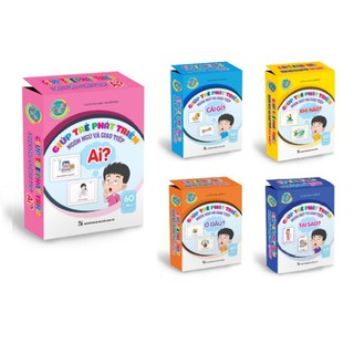 Combo 5 hộp Bộ thẻ Giúp bé phát triển ngôn ngữ và giao tiếp - ai, cái gì, khi nào, tại sao, ở đâu