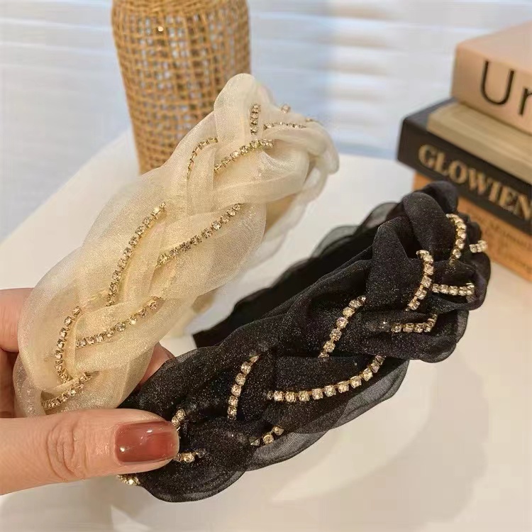 Băng Đô Vải Lưới Thắt Bím Bản Rộng Thời Trang Cho Nữ