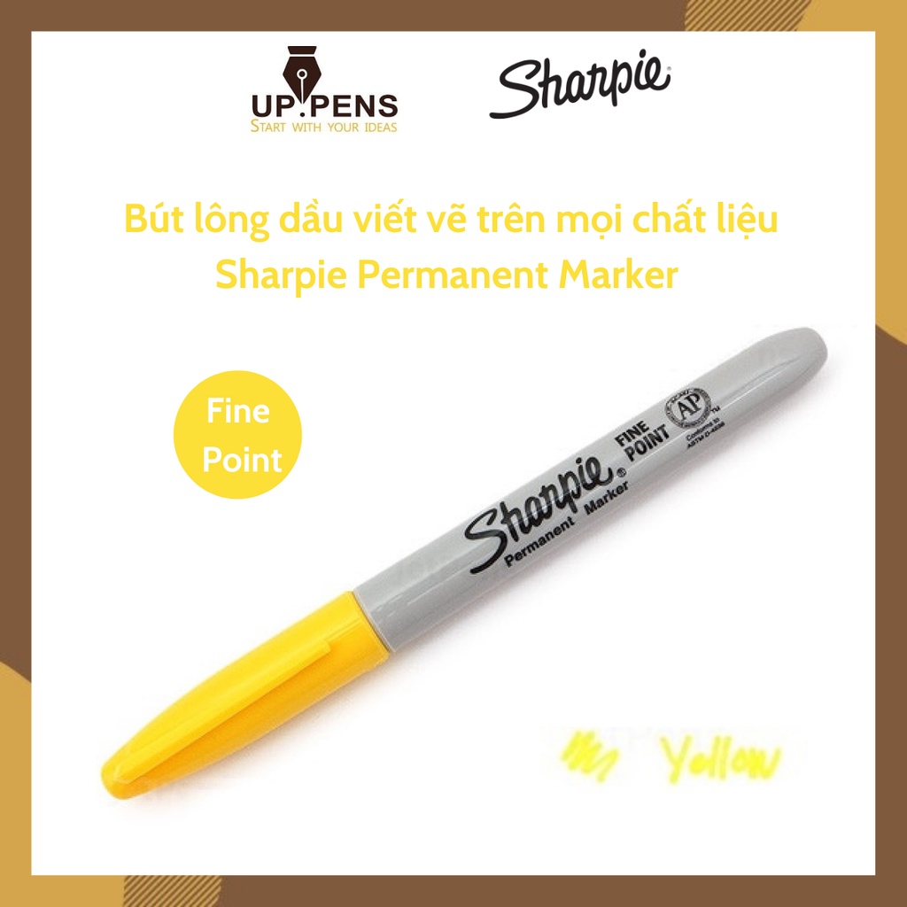 Bút lông dầu viết vẽ trên mọi chất liệu Sharpie Permanent Marker – Fine Point – Màu vàng (Yellow)