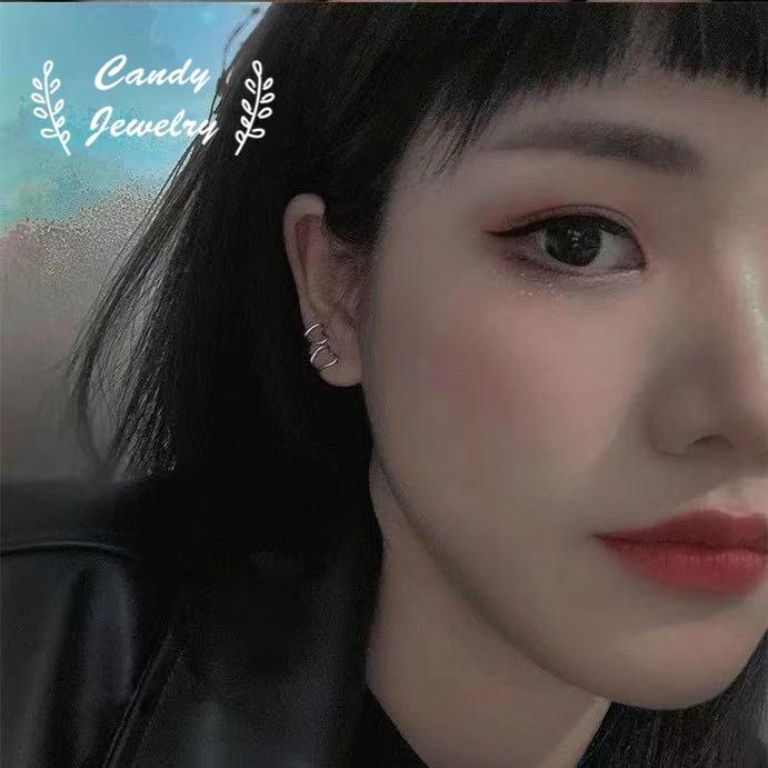 Khuyên tai MANYUE hình trái tim đơn giản phong cách Nhật Bản và Hàn Quốc cá tính