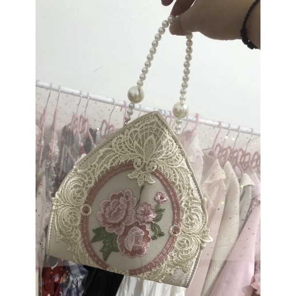 ORDER♥️Túi Xách Vintage Hoa Hồng Màu Mơ(ảnh thật)Size 20 cm