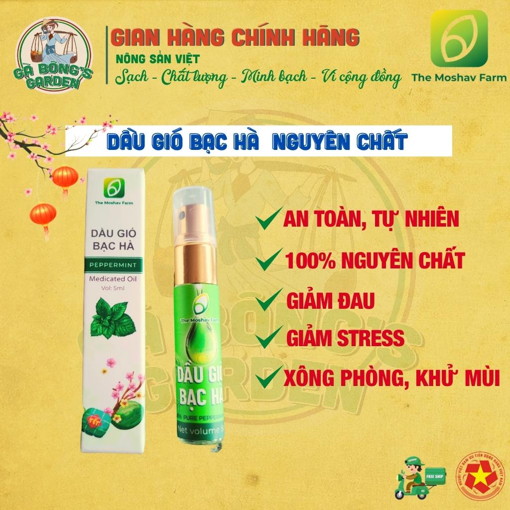 Dầu Gió Bạc Hà Nguyên Chất The Moshav Farm Mát Dịu Thông Mũi Xông Phòng Chai Xịt 5ml