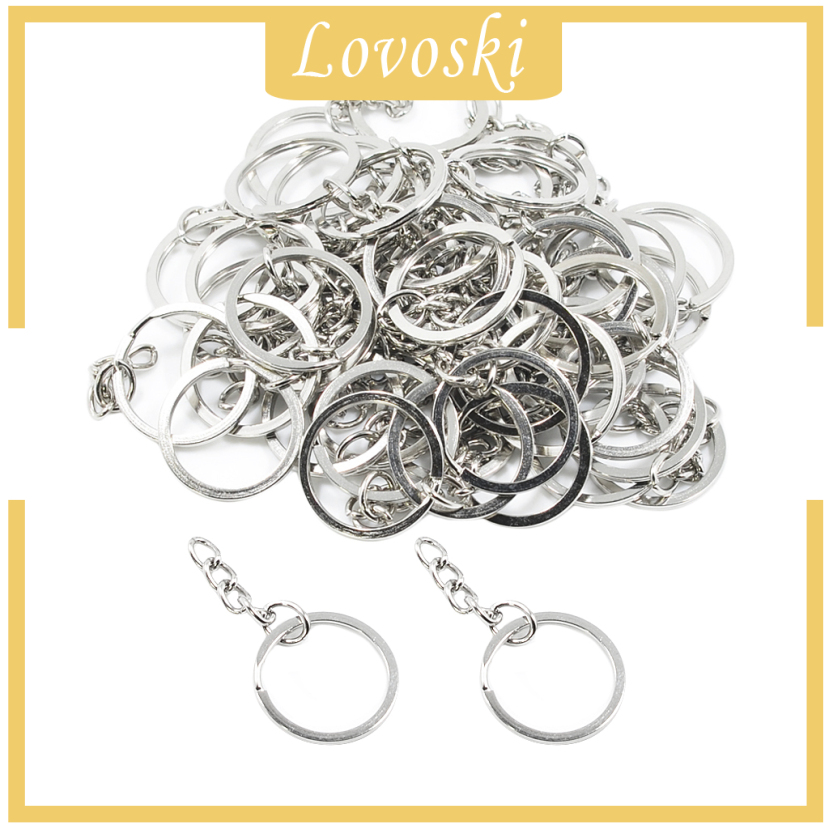 [LOVOSKI]50Pc Split Key Rings with Chain Bulk for DIY Accessories Arts Crafts 25mm/1&quot;