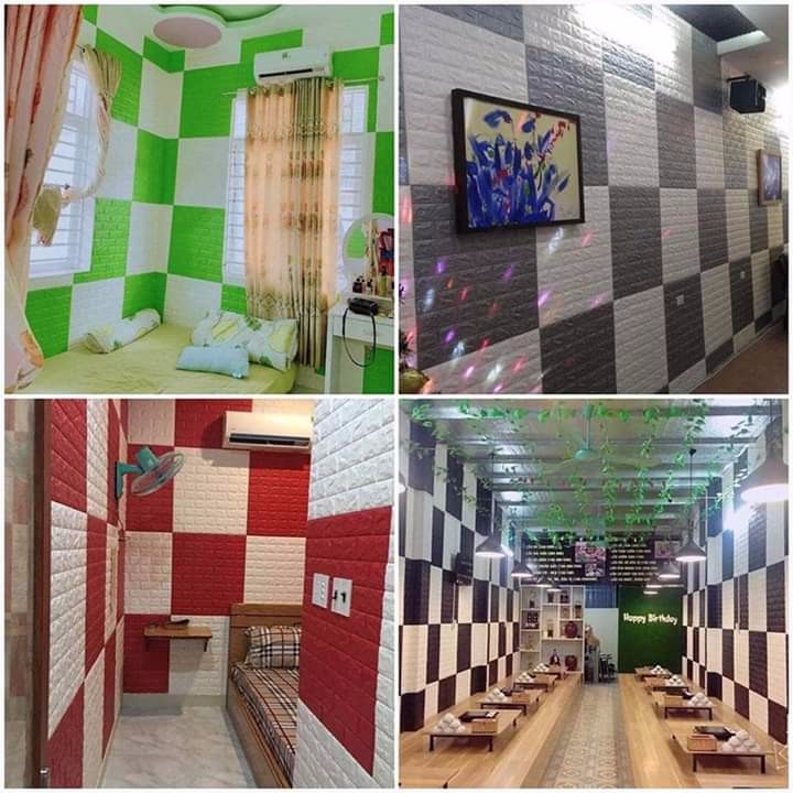 Xốp dán tường giả gạch 3D, (khổ 70*77cm) bóng đẹp keo chắc chắn | BigBuy360 - bigbuy360.vn
