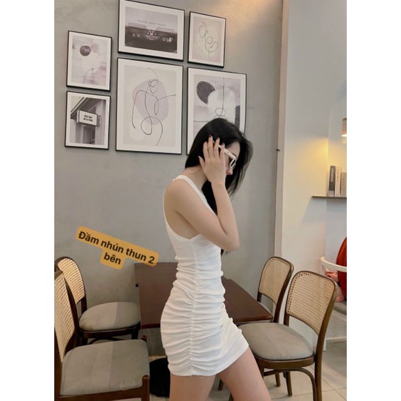 Đầm ôm body sát nách nhún sườn (kèm ảnh thật)