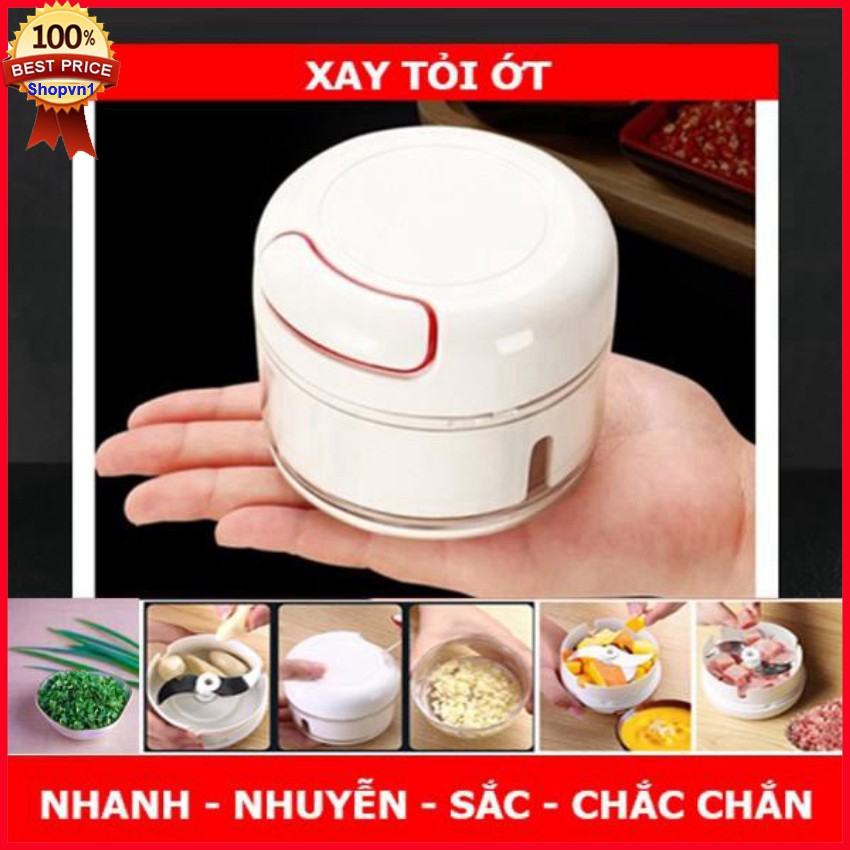 Dụng Cụ Xay Tỏi Ớt Mini Cầm Tay - Máy Xay Hành Tỏi Ớt, Thịt Cá... Kéo Dây Bằng Tay Dễ Dàng, Nhanh Chóng, Tiện Dụng