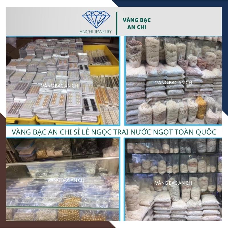 Hạt trai có lỗ xỏ màu trắng ánh hồng - làm mặt dây chuyền, vòng tay, bông tai. Anchi jewlery