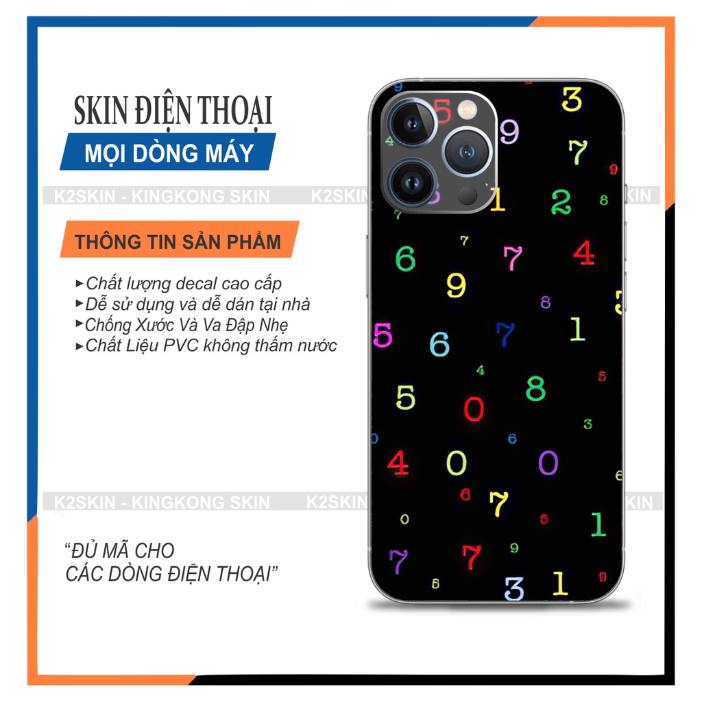 Miếng dán Skin cho Android và  Iphone 6/7/8/x/xs/11/12pro/13promax/13/13pro ( Mã skin 021)