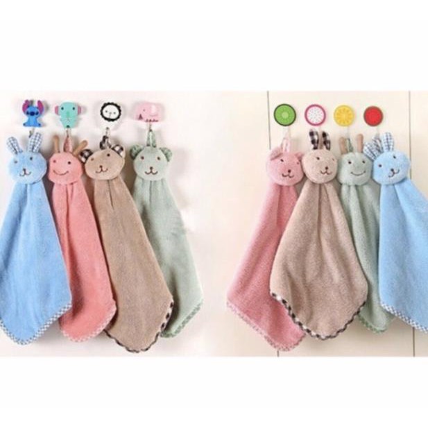 Khăn lau tay siêu thấm màu hình thú 28cmx28cm