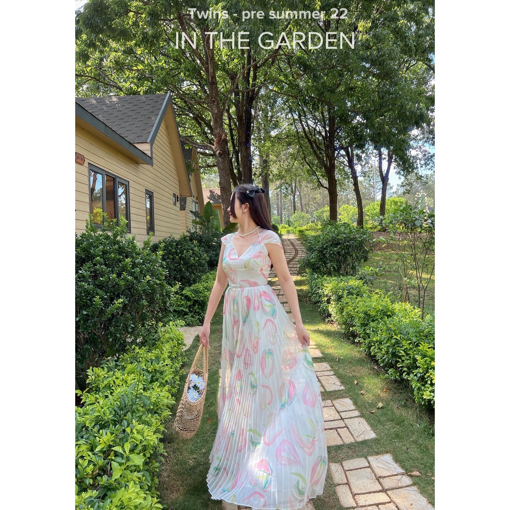 Đầm maxi hoa dập li (Floral printed maxi dress )