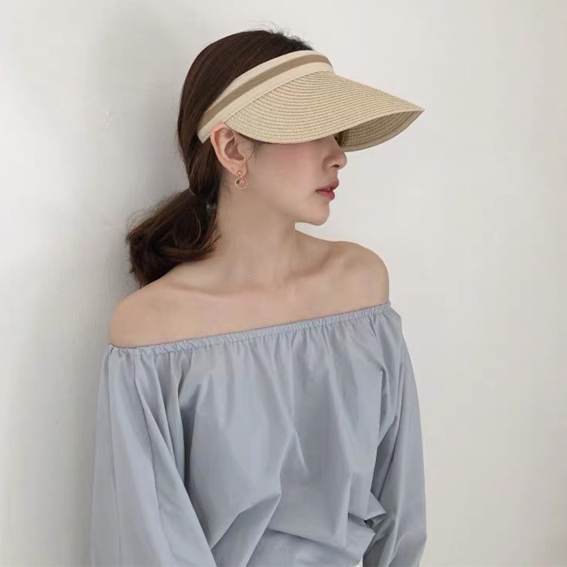 Nón Cối Rộng Vành Hở Chóp Chống Nắng Thời Trang Đi Biển Phong Cách Hàn Quốc Cho Nữ