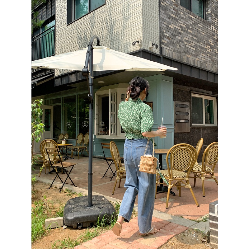 Áo Sơ Mi Crop Top Tay Ngắn Cổ Chữ V Cột Dây In Họa Tiết Hoa Phong Cách Pháp Cổ Điển Thời Trang Cho Nữ
