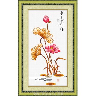 Tranh Thêu Chữ Thập Hoa Sen 1723 (KHÁCH TỰ THÊU) KT:35X62CM