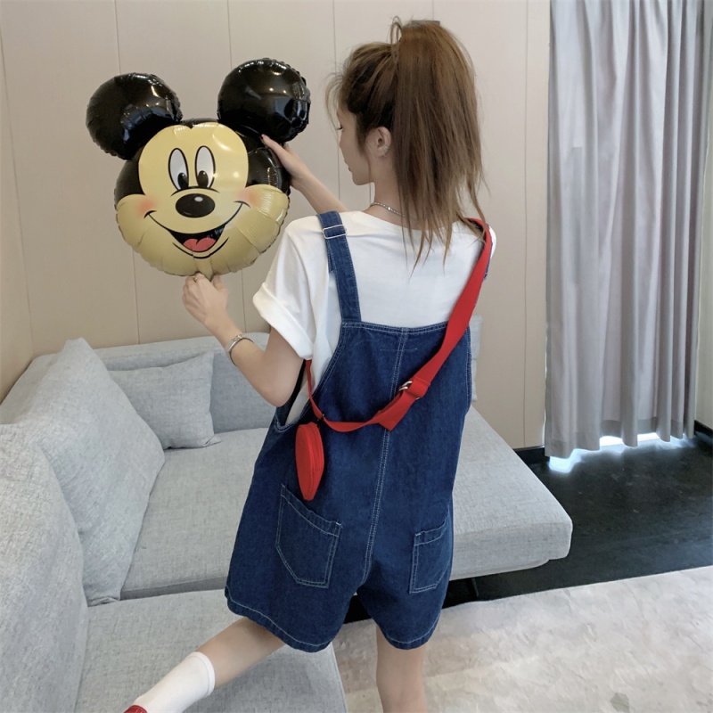 Jumpsuit Denim Thêu Chữ Dễ Phối Đồ Thời Trang Mùa Hè Cho Nữ