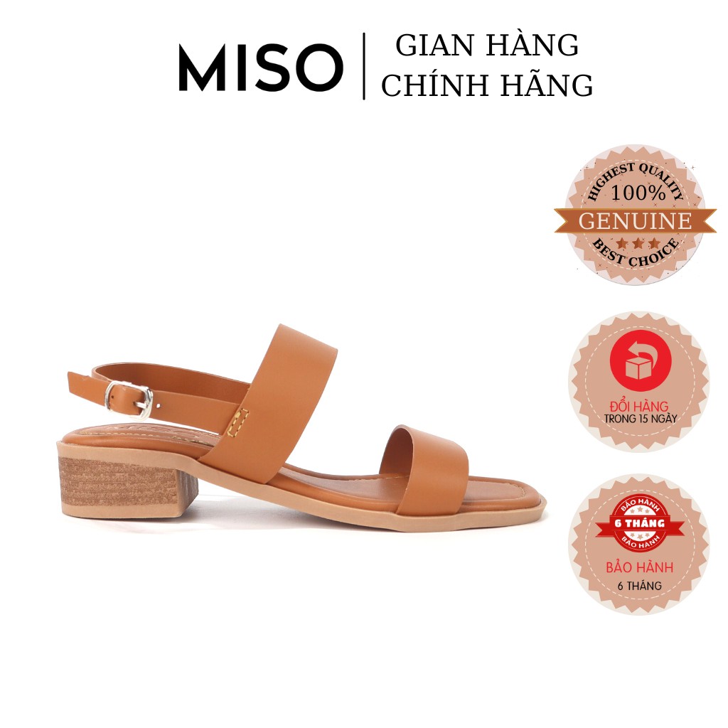 Giày sandal nữ quai ngang basic mũi vuông thời trang phối đế giả gỗ độc đáo 3cm MISO M039