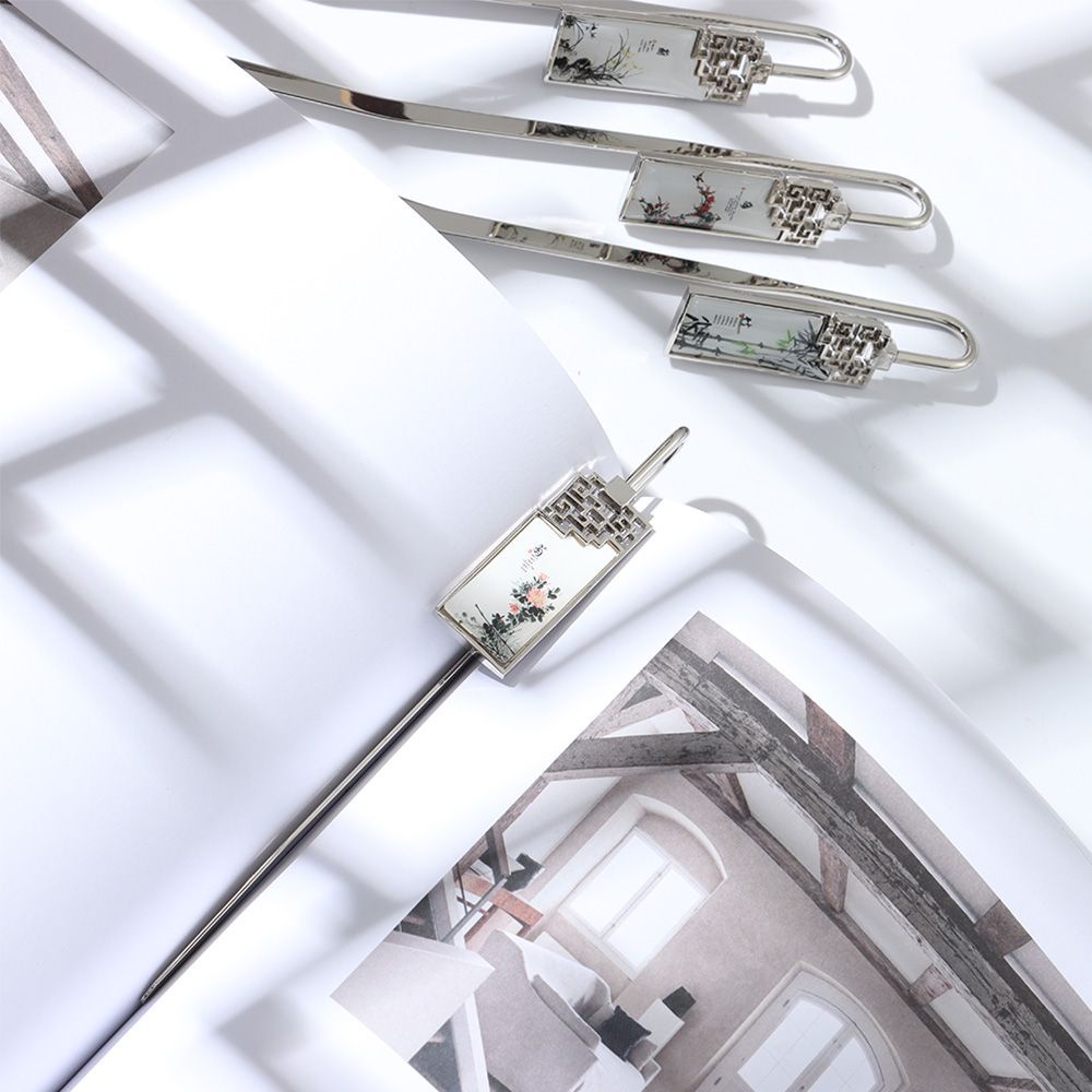 Kẹp sách hình vuông bằng kim loại phong cách Trung Hoa cổ điển thời trang