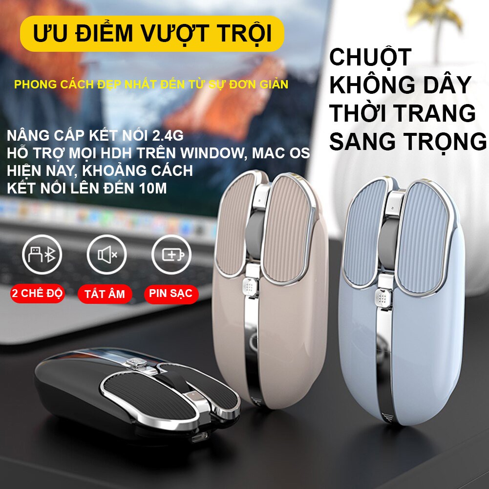 ZIYOU LANG X1 - Chuột không dây bluetooth máy tính mini không tiếng ồn độ nhạy DPI 800-1600-2400 chuột máy tính laptop