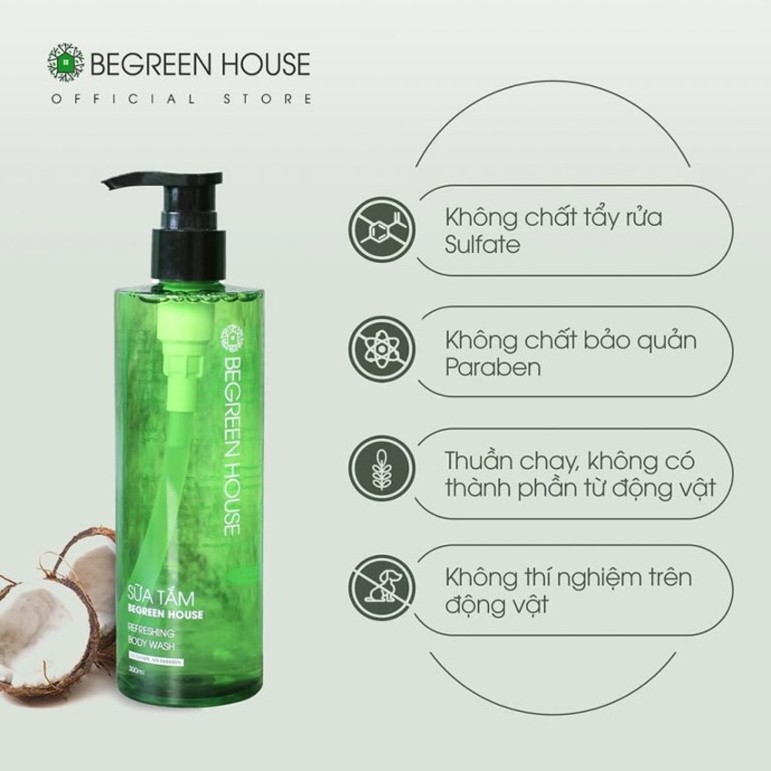 [CHÍNH HÃNG] Sữa Tắm Begreen House - Công thức chuyên biệt dành cho Nam GiớI dưỡng ẩm, trắng da, loại bỏ mụn lưng