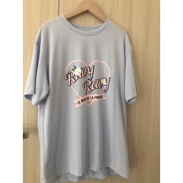 Áo thun nữ oversized màu xanh pastel dễ thương