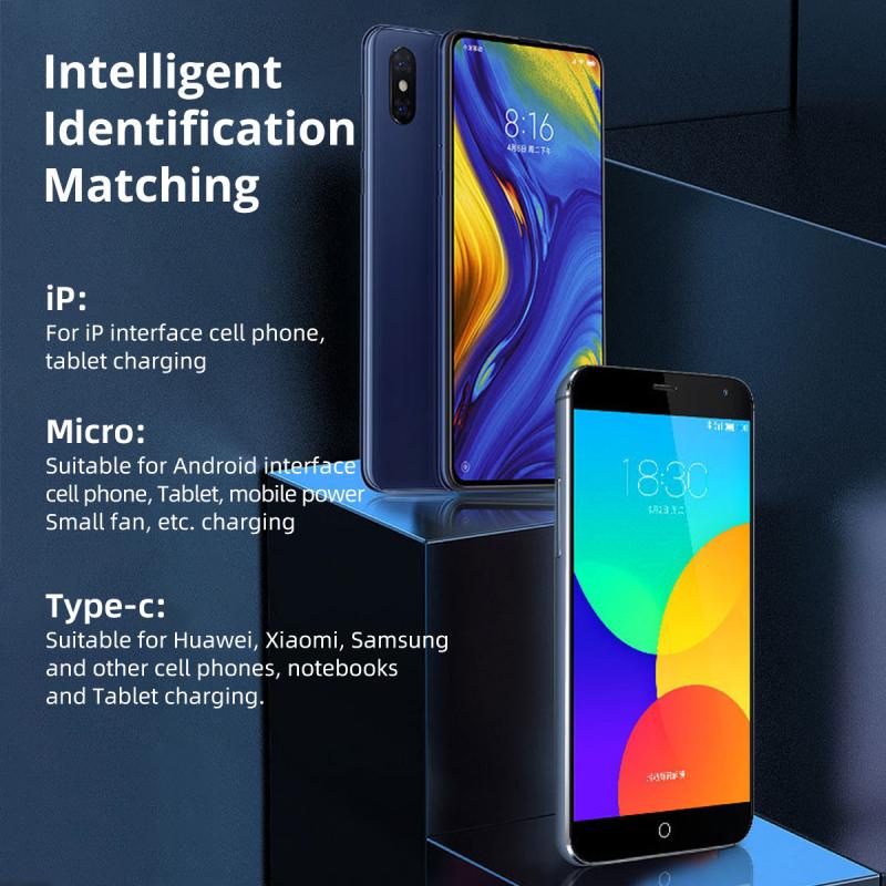 Cáp sạc nhanh QC 3.0 3 trong 1 ANKNDO PD 60W cho IP 13 12 Huawei Xiaomi Samsung Tablet Laptop