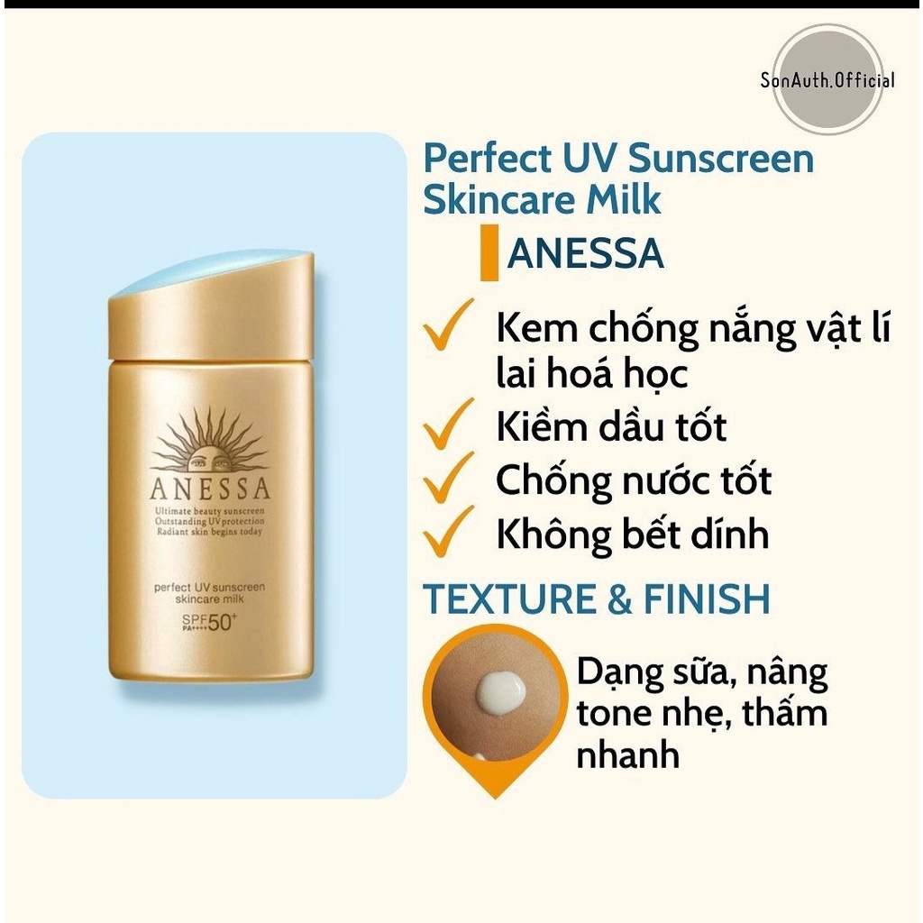 Kem chống nắng Anessa Perfect UV Sunscreen Skincare Milk SPF50 60ml