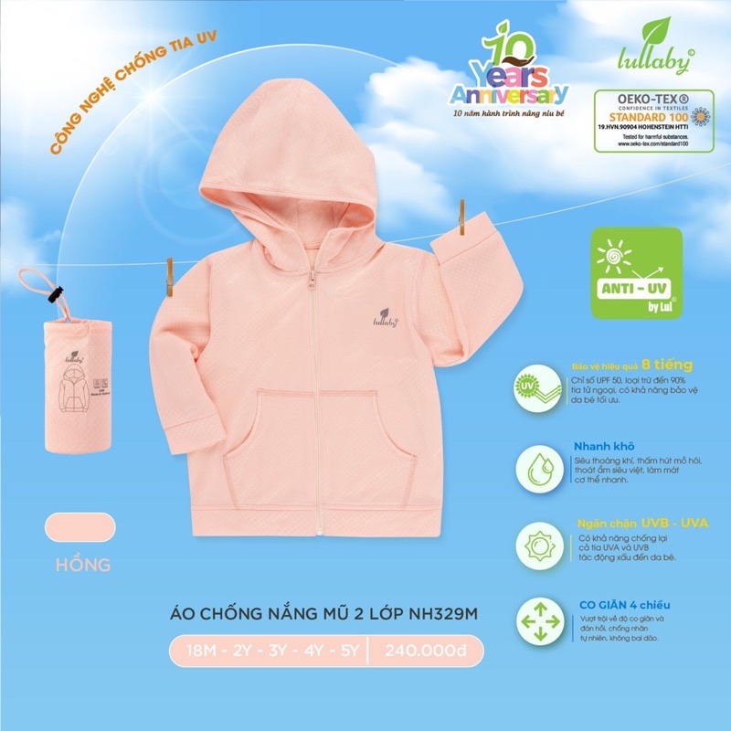 Lulaby - Áo chống nắng có mũ 2 lớp NH329M