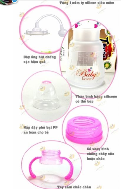 Bình sữa/bình thìa ăn dặm đa chức năng baby love 150-250ml cho bé