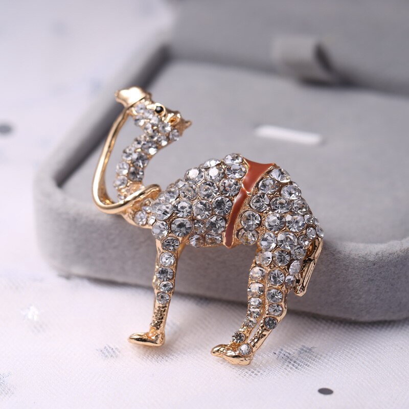 Ghim cài áo hình động vật chó/mèo/lạc đà/ong đính đá pha lê thời trang