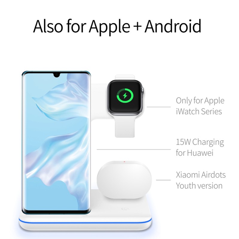 Đế Sạc Không Dây 15w 3 Trong 1 Cho Apple Iwatch / Airpods / Apple Iphone