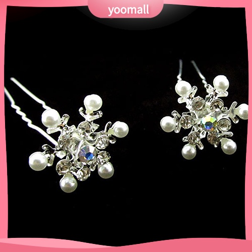 Bộ 4 Kẹp Tóc Hình Hoa Tuyết Đính Đá Và Ngọc Trai Nhân Tạo Sang Trọng Cho Nữ