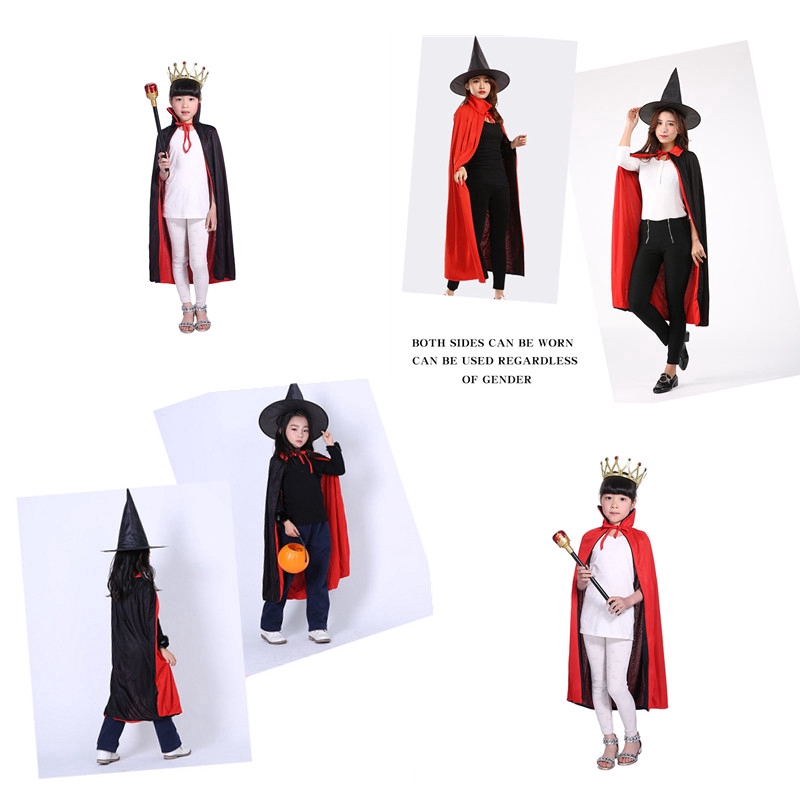 【Sẵn sàng】 Halloween trang phục cosplay Ma cà rồng áo choàng đỏ đen dành cho người lớn Giáng sinh áo choàng trẻ em