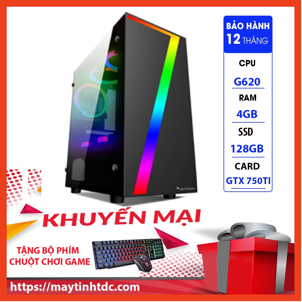 MAX PC GAMING X7 CPU  G620 Ram 4GB SSD 128GB GTX 750TI Chơi PUBG,LOL,CF,Fifa4,Đế chế Tặng Bộ Phím Chuột Game