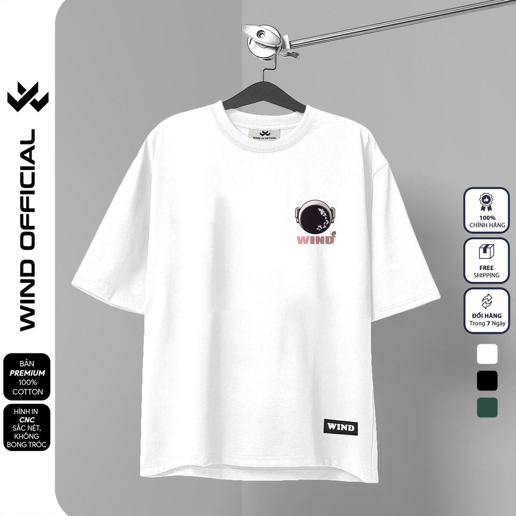 Áo thun tay lỡ unisex WIND phông form rộng 65% Astronaut nam nữ oversize ulzzang