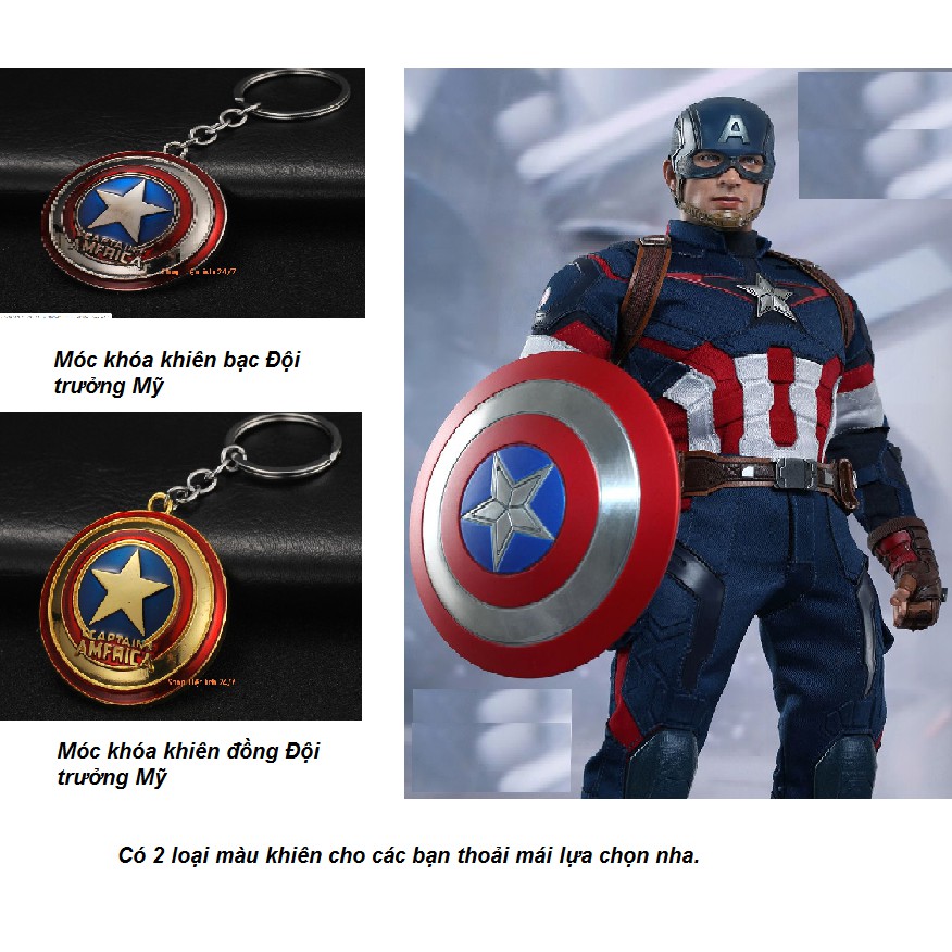 Móc khóa khiên Caption American  Đội trưởng Mỹ Chiến binh mùa đông- móc chìa khóa  siêu anh hùng Avengers marvel